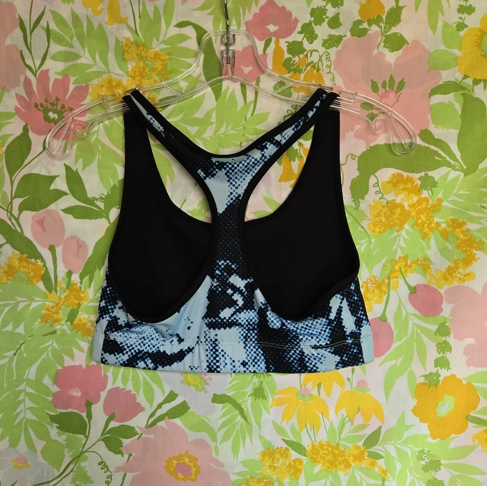 Blue and Black Women's Sports Bra